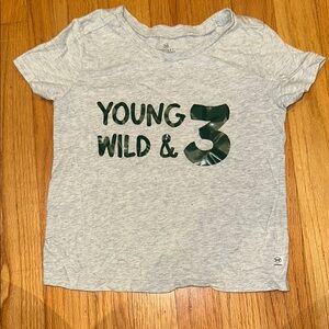 Gray Kids Shirt with Green Print